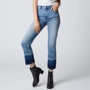 Blank NYC Madison High Rise Crop Jeans 27 Ombre Released Hem Frayed
